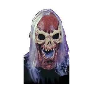   Zombie Rotted Flesh on Skull Mask with Hair Halloween Costume Toys