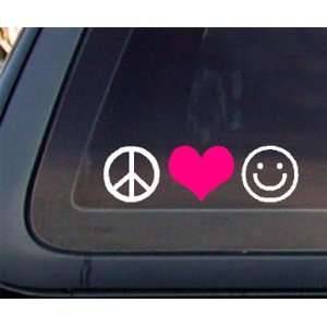  Peace Love Happiness with PINK Heart Car Decal / Sticker 