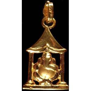  Shri Ganesha Seated in a Pavilion   18 K Gold Everything 