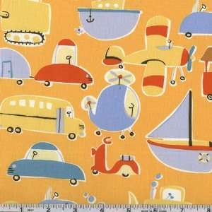  45 Wide Oh Boy Large Transportation Orange Fabric By The 