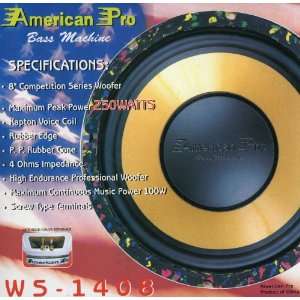  Bass Machine   8 Inch Competition Series Woofer Car 