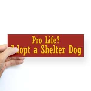  Pro Life? Adopt a Shelter Dog Sticker Bumper Pets Bumper 