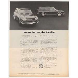   VW Volkswagen 411 4 Door Sedan Wagon Luxury Print Ad