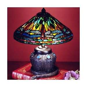 Dale Tiffany 101205 Dragonfly Mini Table Lamp, Antique Bronze and Art 
