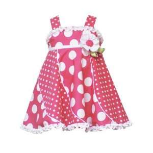    Rare Editions Coral Ruffled Polka Dot Dress (Size 12 Months) Baby
