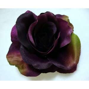  NEW Rich Satin Eggplant Purple Rose Flower Clip and Pin 