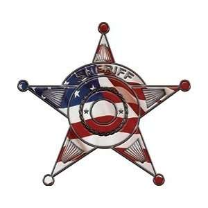  Sheriff Star Police Decal with American Flag   28 h 