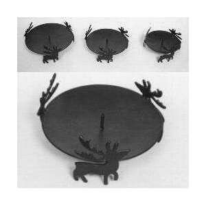 REAL SIMPLEA HANDTOOLED HANDCRAFTED IRON REINDEER CANDLE HOLDER SET 