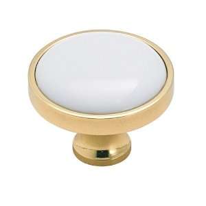  Amerock 1422 30A Polished Brass With White Cabinet Knobs 