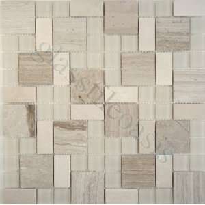   Square Glossy & Frosted Glass and Stone Tile   14240