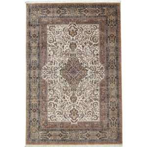  66 x 98 Ivory Hand Knotted Wool Kerman Rug Furniture 