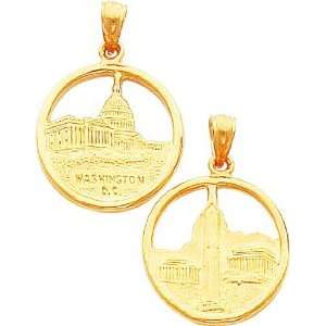  14K Gold Reversible Washington DC Charm Jewelry