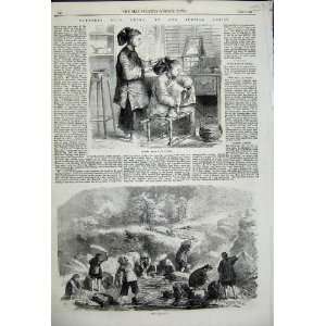    1859 China Chinese People Fixing Hair Washing Linen