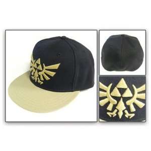  Zelda Triforce Gold Emblem Black Flat Bill Cap 