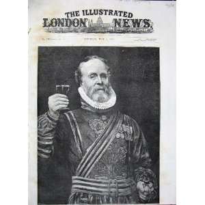  1887 Antique Portrait QueenS Guard Man Uniform Art