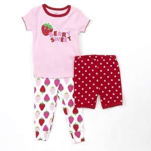  Carters Girls 3 piece Berry Sweet Cotton Pajama Set 18 Months Baby
