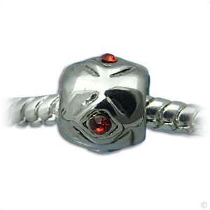 slide on Charm Bead   Konvex with circon red   Beads by SL 