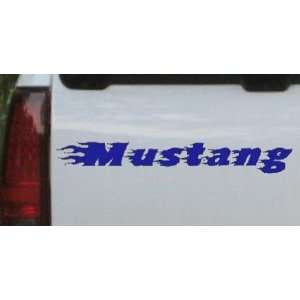 Blue 34in X 5.1in    Flaming Mustang Moto Sports Car Window Wall 
