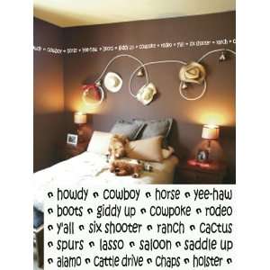  Cowboy Border vinyl wall lettering words sticky art home 