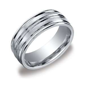   Band with Satin Center & High Polished Double Fine Cut Drop, Size 10