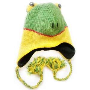  Green and Yellow Frog Wool Pilot Animal Cap/Hat with Ear 