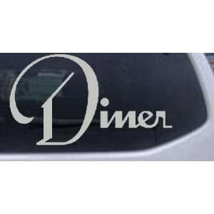 Silver 12in X 6.3in    Diner Window Decal Sign Business 