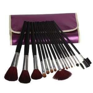  Purple 16 PCS Makeup Brush Set Pouch Beauty