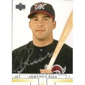  Armando Rios Signed Pittsburgh Pirates 2002 UD Card 