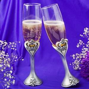 Royal Wedding Collection crown design champagne toasting flutes (Set 