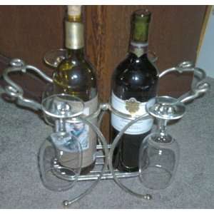  Golinger Silver Art Wine Bottle & Glass Holder