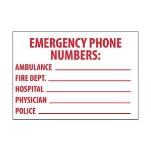 M346RB   Emergency Phone Numbers Ambulance, Fire, 10 X 14, .050 