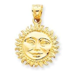  14k Solid Polished 3 Dimensional Sun Pendant Jewelry