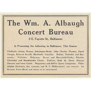  1923 Wm A Albaugh Concert Bureau Baltimore Season Music 