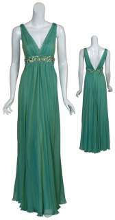 CARMEN MARC VALVO Iridescent Silk Eve Gown Dress 10 NEW  