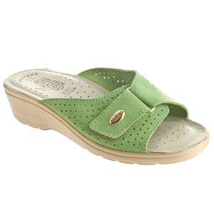 Fly Flot SILVIA Womens Green Leather COMFORT Casual OPEN TOE Slide 