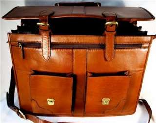   XXL BRIEFCASE 17 LAPTOP BAG brown REAL LEATHER VISCONTI BNWT  