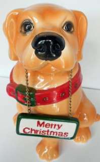 CKA cookie jar dog puppy labrador Christmas welcome red  