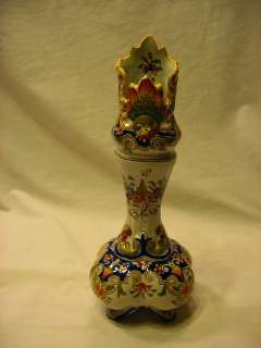 Antique French ROUEN Hand Painted Signed Faience Vase  