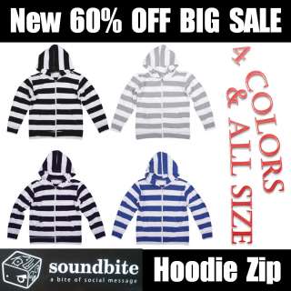New Zip Up Hoodie Hooded Hoody Sweat Shirt   4colors Stripe S ~ 3XL 