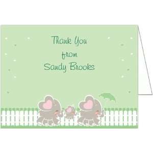  Elephant Family   Neutral Baby Shower Thank You Cards 