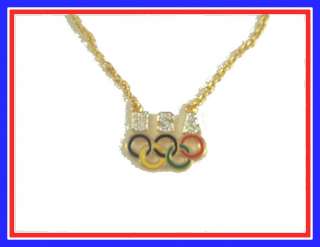 Olympic Necklace  Olympic Rings / Rhinestones  