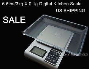 6lbs / 3kg X 0.1g Digital Kitchen Scale Diet Food Postal Weight with 