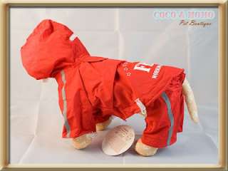 NEW Dog Reflective Overall RAINCOAT Jacket Red X LARGE  