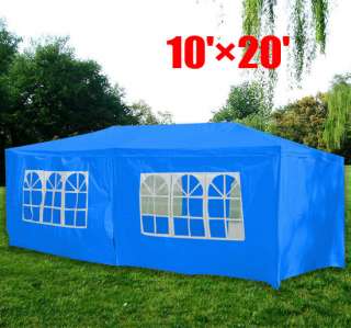   set of 2 blue party tent gazebo canopy with side walls 10 x 20 30