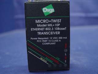 Digi Micro Twist Ethernet 802.3 10BaseT Transceiver MIL 10P  