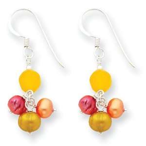   Orange Cultured Pearl/Yellow Jade Earrings West Coast Jewelry