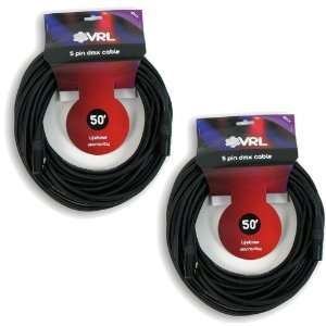  Lot of 2  5 Pin DMX 50 ft Pro Lighting Cables  2 pack 