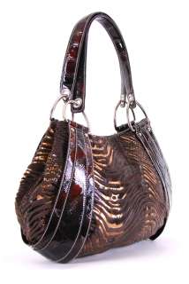 Sophia FAUX Mink BROWN Zebra Design Shoulder bag  