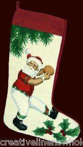 Sport Santa Needlepoint Christmas Stocking 11x17” #1011  