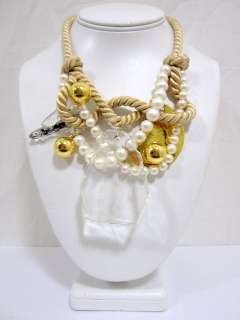 Alexis Bittar womens ivory rope & pearl clear pendant necklace $498 